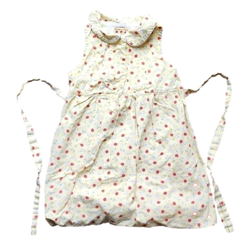 STRAWBERRY FAIR Yellow Polo Tank Dress With Tie Straps And Ladybugs/Flowers